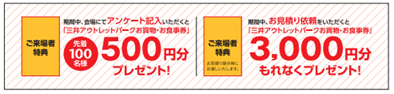 アンケートや見積依頼で「三井アウトレットパークお買い物・お食事券」をプレゼント！リフォームのご相談は「事前来場予約」が便利です！