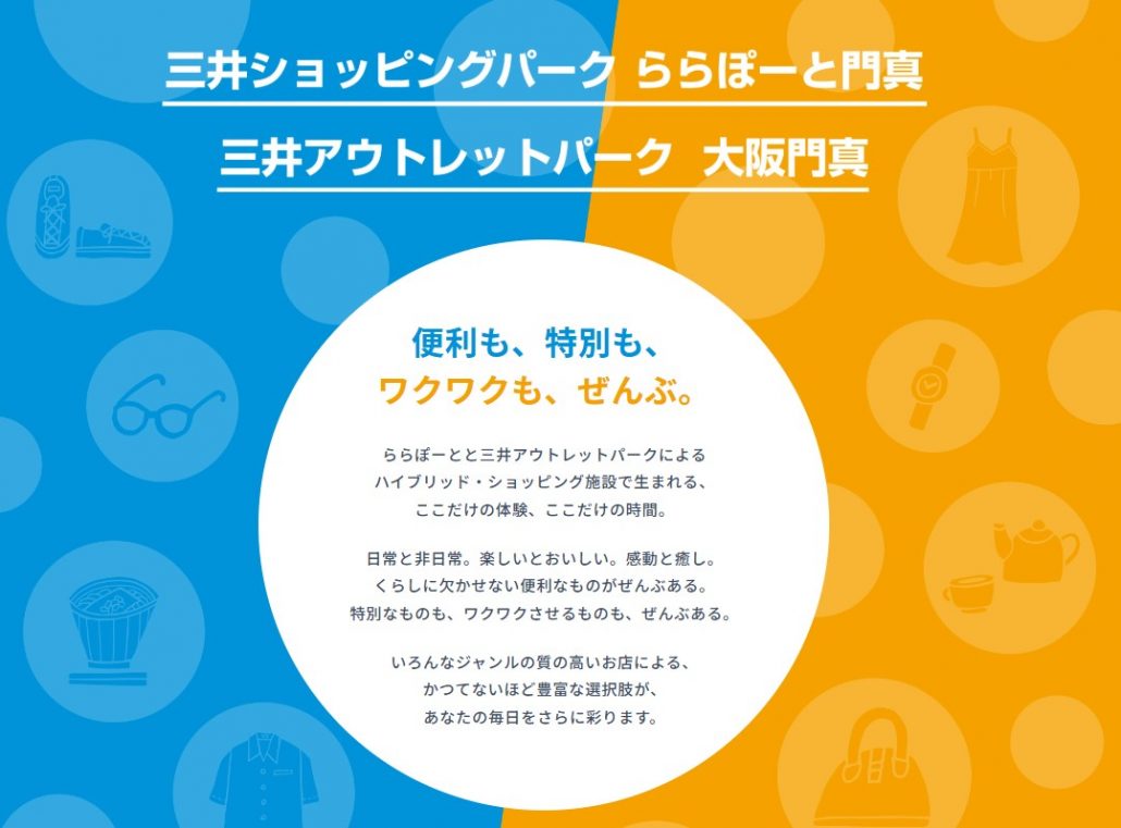 三井不動産初の 2 業態複合型商業施設 2023 年 4 月開業！  「三井ショッピングパーク ららぽーと門真」 「三井アウトレットパーク 大阪門真」
